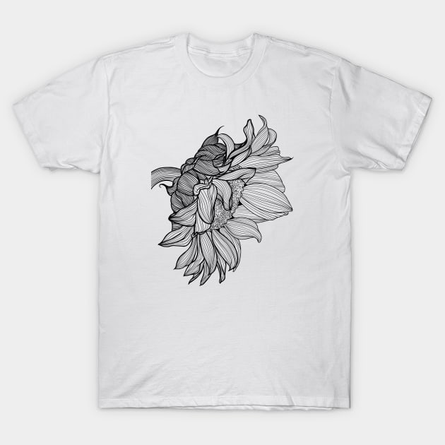 sunflower line draw T-Shirt by Kuchinska design